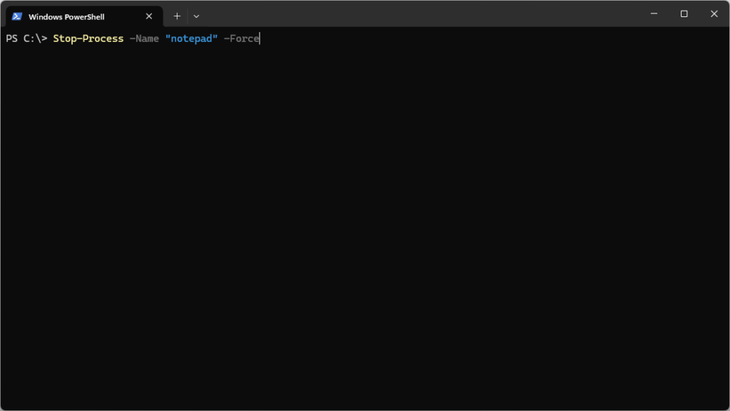 how to force quit on windows with power shell
