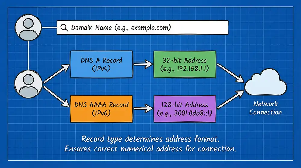 A records, IPv4, and IPv6 addressing
