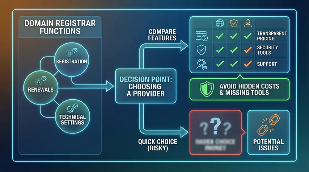 How to choose a domain registrar graphical explanation