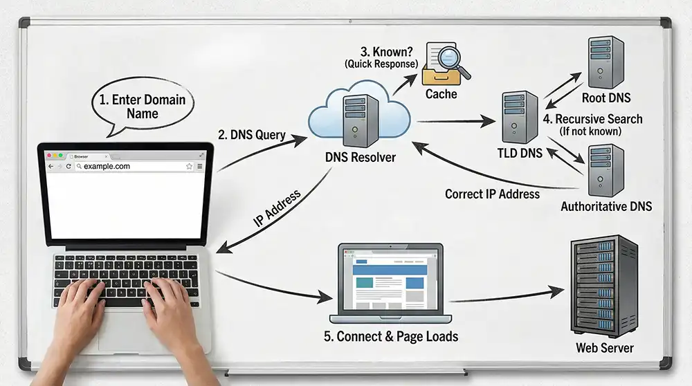 What happens when you enter a domain name